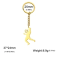 Golden football player silhouette keychain made of stainless steel with dimensions shown - Style 1 Gold