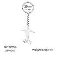 Polished silver stainless steel soccer player silhouette keychain for sports lovers - Style 2 Silver