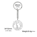Portachiavi albero della vita in acciaio argento con dimensioni di 34 per 32 millimetri - Stile Albero della Vita Traforato (Stile 1) / Argento