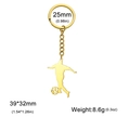 Golden stainless steel soccer player silhouette keychain with polished finish - Style 2 Gold