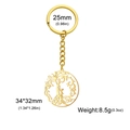 Portachiavi in oro con ciondolo albero della vita in acciaio e dimensioni del prodotto - Stile Silhouette Madre e Figlio (Stile 2) / Oro