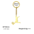 Porte-clés silhouette footballeur en acier titane doré avec détails des dimensions - Style 4-Or