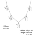 Zilveren roestvrijstalen ketting met vijf Hebreeuwse Chai-symbolen en verstelbare lengte - Multi-Hanger Stijl (5 of 6 Hangers) / Staalkleur