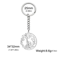 Porte-clés en acier inoxydable argenté arbre de vie avec pendentif mère enfant - Style Silhouette Famille de Trois (Style 5) / Argent