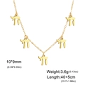 Gouden roestvrijstalen ketting met vijf Chai-symbolen en verstelbare ketting van 40+5cm - Multi-Hanger Stijl (5 of 6 Hangers) / Goud
