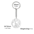 Porte-clés arbre de vie en acier inoxydable avec pendentif argenté pour maman, 25mm - Style Silhouette Famille de Quatre (Style 6) / Argent