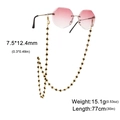 Gafas de sol sin montura rosa degradado con cadena de corazones negros y oro - Heart - Gold