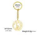 Porte-clés doré en acier inoxydable avec arbre de vie et pendentif silhouette famille - Style Silhouette Famille de Quatre (Style 6) / Or