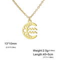 Collier lune dorée avec symbole du Verseau et dimensions détaillées du pendentif - Verseau - Or
