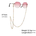 Rosa randlose Sonnenbrille mit goldener Brillenkette und bunten Perlen für Damen - Rechteckige Kette - Goldfarbe