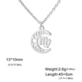 Collier Vierge en argent avec pendentif croissant de lune évidé et détails techniques - Vierge - Acier
