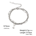 Silver stainless steel paperclip and curb chain bracelet with hexagon dumbbell charm - Style 1 / Steel