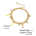 Golden double-layer stainless steel bracelet with dumbbell charm and ball pendants - Style 2 / Gold
