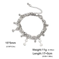 Silver stainless steel layered dumbbell pendant bracelet with hexagonal metal charms - Style 3 / Steel