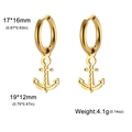 Golden titanium steel hoop earrings with nautical anchor pendants for women stylish design - Gold