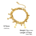 Dual-layer golden stainless steel chain bracelet with dumbbell charm and round beads - Style 3 / Gold