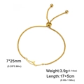 Adjustable gold stainless steel box chain bracelet featuring a minimalist fish silhouette - Box Chain Fish Style / Gold