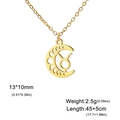 Collier Taureau doré avec pendentif croissant de lune et détails de phases lunaires - Taureau - Or