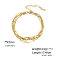 Gold stainless steel multilayer bracelet featuring a minimalist fish tail pendant - Gold