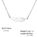Silver feather pendant necklace in 304 stainless steel with 45cm chain length - Single Feather Tassel Style (ASS2022062002) / Silver