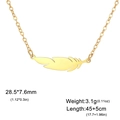 Golden feather pendant necklace in stainless steel with 45cm chain dimensions - Single Feather Tassel Style (ASS2022062002) / Gold