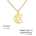 Collier en acier titane doré avec pendentif croissant de lune et signe des Gémeaux - Gémeaux - Or