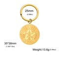 Llavero de pentagrama dorado en acero inoxidable con anillo de 25mm y peso de 13,6g - Anillo de 2.5cm de Diámetro / Dorado