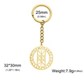 Gold stainless steel keychain with Viking rune pendant and chain on white background - Gold