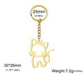 Llavero de gato minimalista dorado con colgante calado de acero inoxidable pulido fino - Dorado