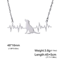 Silver heartbeat dog silhouette necklace in polished stainless steel with adjustable chain - Steel