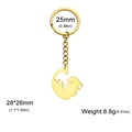 Portachiavi con ciondolo a leone d'oro lucido con catena in acciaio inox e anello 25mm - Stile Leone Maschio / Oro