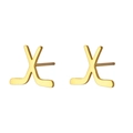 Goldene Eishockeyschläger-Ohrstecker aus 304 Edelstahl für Damen Sport Schmuck - Gold