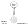 Minimalist silver stainless steel keychain with hollow circular geometric flower pendant - Steel