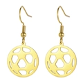Golden hollow football soccer earrings made of polished stainless steel for sports fans - Football-Gold