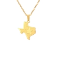 Gold stainless steel Texas map necklace with a central star on a polished O-link chain - Gold