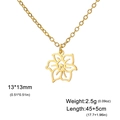 Goldene Halskette mit Blumenanhänger aus Edelstahl und 13x13mm Blüten-Charm für Mädchen - Seerose / Gold