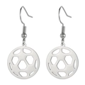 Soccer ball hollow pendant earrings made of polished stainless steel for sports fans - Football-Silver