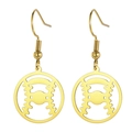 Golden stainless steel baseball stitch hollow round drop earrings for women - Baseball-Gold