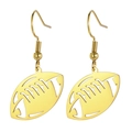 Hollow out gold football dangle earrings made of durable stainless steel for women - American Football - Gold