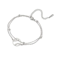 Zilveren roestvrijstalen dubbele armband met holle honkbal hanger en fijne metalen kralen - Dubbellaagse Ketting / Zilveren Dubbellaagse Ketting