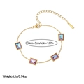 Gold stainless steel bracelet with square gradient crystals and adjustable chain - Rectangular Style (SL110039)