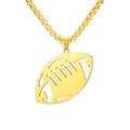 Collier avec pendentif football américain doré en acier inoxydable avec détails ajourés - Ballon de rugby / Or / Chaîne boîte