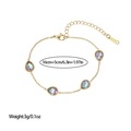 Gold stainless steel chain bracelet with colorful teardrop charms and lobster clasp - Pear Shape Style (SL110040)