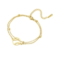 Elegante 18K vergulde dubbellaagse roestvrijstalen armband met holle honkbal hanger - Dubbellaagse Ketting / Gouden Dubbellaagse Ketting