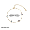 Detailed view of golden stainless steel bracelet with colorful heart-shaped zircon stones - Heart Style (SL110042)