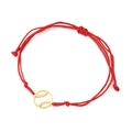 Rode gevlochten armband met een gouden honkbal hanger voor sportliefhebbers - Rood Koord Goud