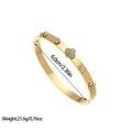 Elegant gold titanium steel bangle featuring plum blossom and clover zircon inlay designs - Plum Blossom Rhinestone Style (SZ385) / Gold