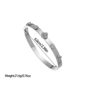 Polished stainless steel flower bangle with 6.0cm inner diameter and zircon accents - Plum Blossom Rhinestone Style (SZ385) / Silver