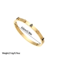 Polished 18K gold-plated stainless steel bangle with sun flower charms and 6cm diameter - Gold Black