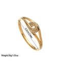 Vintage 18K gold-plated stainless steel oval bangle with sparkling rhinestone ring link - Loop Buckle Style (SZ110108) / Gold